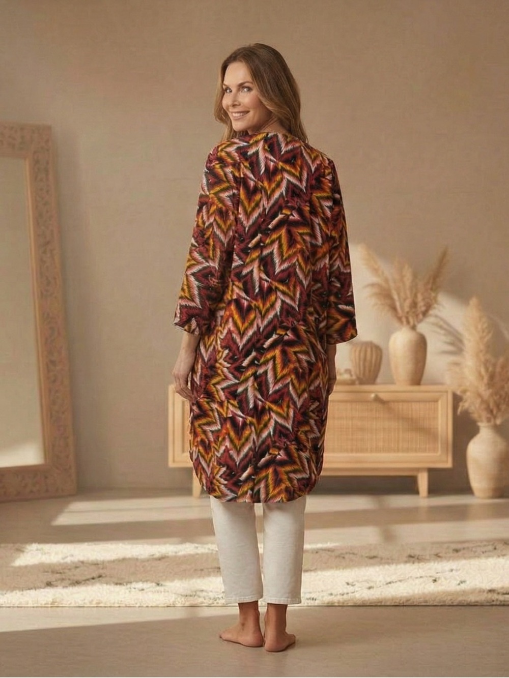 LuLaRoe Beautiful & Warm Chevron Southwestern Inspired Style Kimono Cardigan - Picture 3 of 3